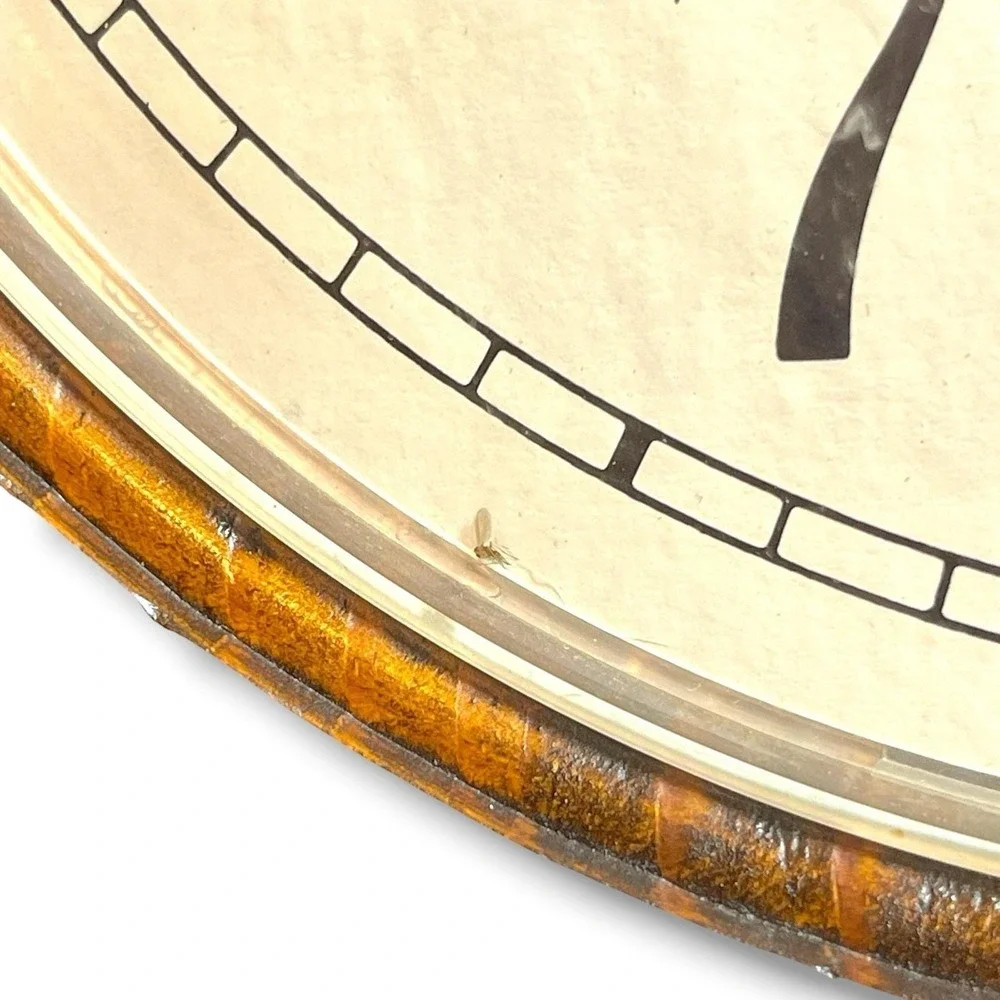 Vintage Wood Frame Clock w/Domed Glass Face 10 X 10